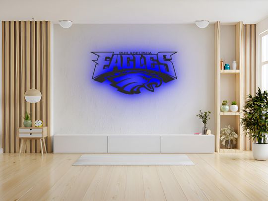 Philadelphia Eagles LED Wall Art: RGB Color Changing football Decor