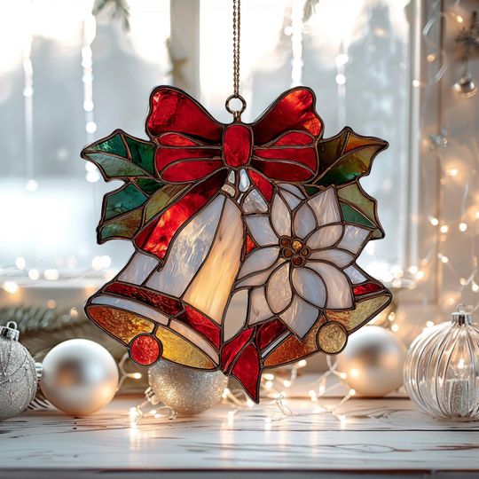 Christmas Bells Acrylic Suncatcher: Festive Holiday Window Decor