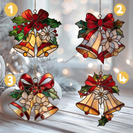 Christmas Bells Acrylic Suncatcher: Festive Holiday Window Decor