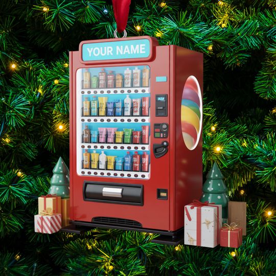 Personalized Vending Machine Christmas Ornament: Flat Acrylic 2D Hanger
