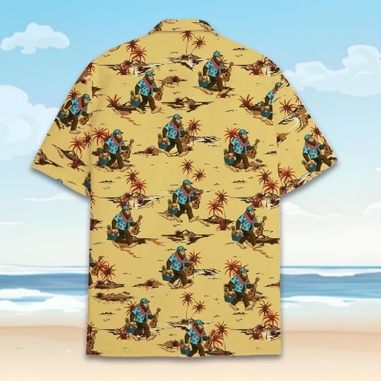 Bigfoot Beach & Guitar Hawaiian Shirt