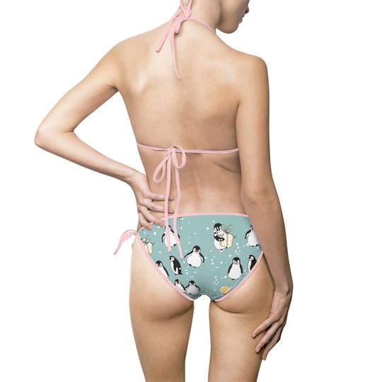 Cute Penguin Print Women's Bikini Swimsuit - Perfect for Beach & Pool Days