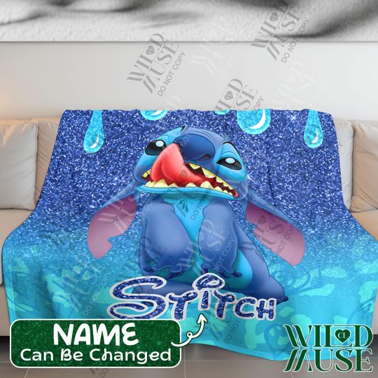 Personalized Lilo & Stitch Plush Fleece Blanket with Custom Name