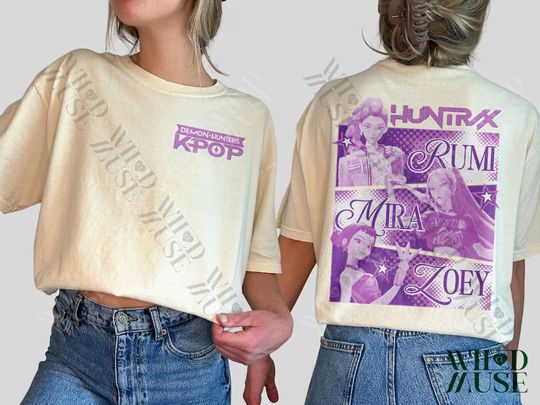 Kpop Huntrix 2 sides Shirt, Kpop Demon Hunters Shirt, Kpop Huntrix Tee, Mira, Rumi, Zoey, Derpy Tiger Tee, Gift for Huntrix, Saja Boys Fans