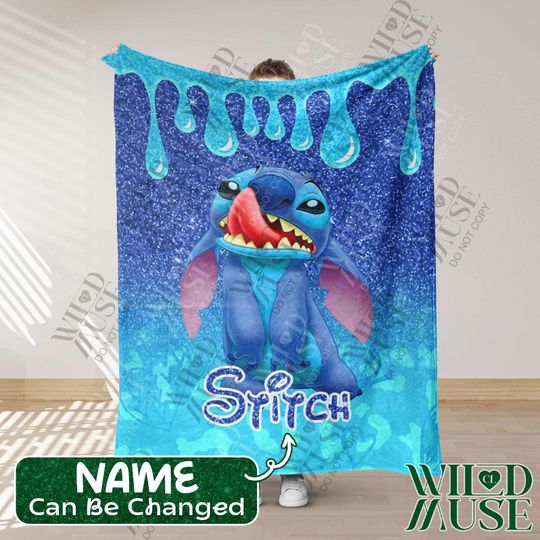 Personalized Lilo & Stitch Plush Fleece Blanket with Custom Name