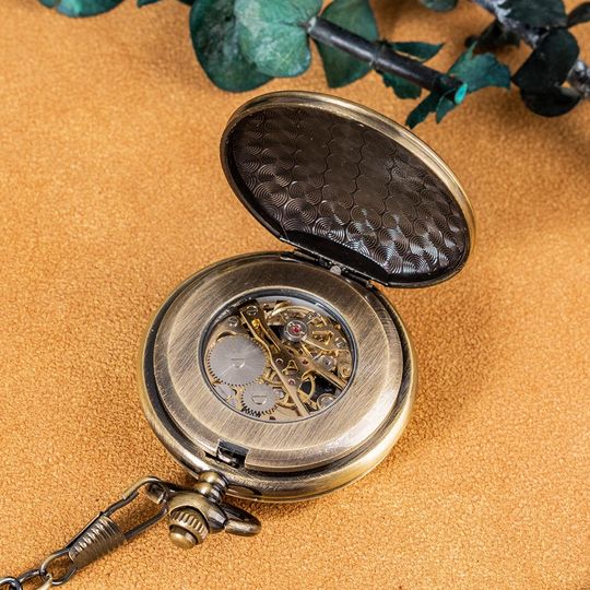 Engraved Mechanical Pocket Watch - Personalized Groomsmen Gift