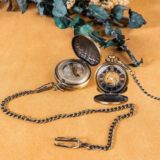 Personalized Engraved Mechanical Pocket Watch Vintage Steampunk Style