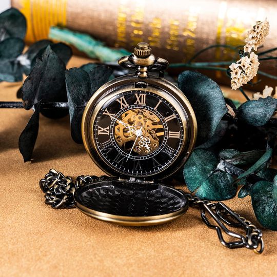 Engraved Mechanical Pocket Watch - Personalized Groomsmen Gift