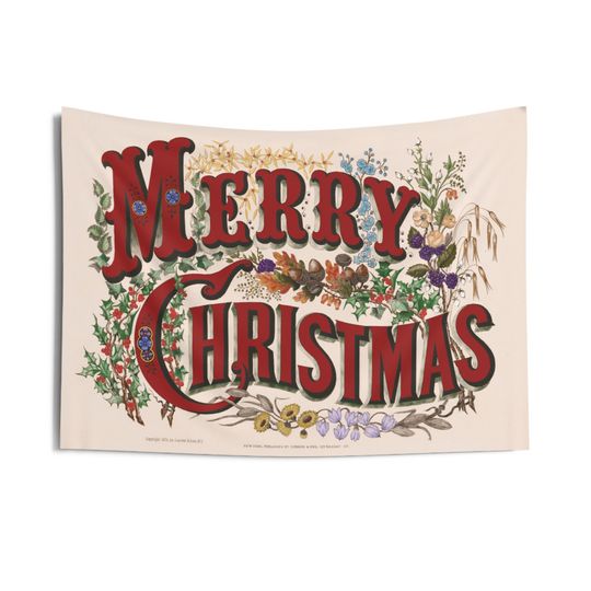 Currier and Ives Merry Christmas Indoor Wall Tapestry