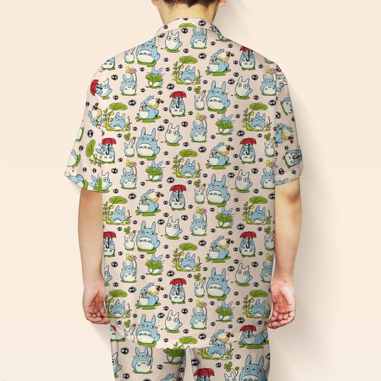 Totoro Hawaiian Shirt  Ghibli Studio Summer Shirt  My Neighbor Button Up Shirt  Cute Anime Streetwear  Hawaii Set  Anime Lover Gift