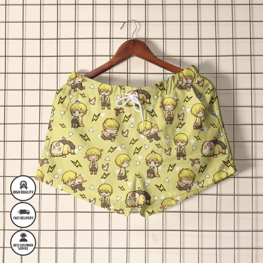 zenittsu Hawaiian Shirt and Shorts Set  demon Summer Outfit  Cute Anime Button Up Shirt  zenittsu Kawaii Vacation Look  Anime Gift