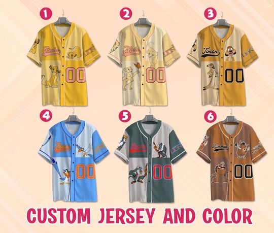 Custom Disney The Lion King Baseball Jersey, Disney Safari Animal Kingdom Jersey Shirt, Disney Jersey, Lion King Jersey, Hakuna Matata Shirt