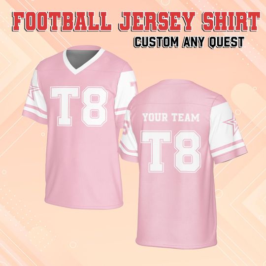 Custom Name And Number Pink Football Jersey, Custom Football Jersey for Kids Youth Adult