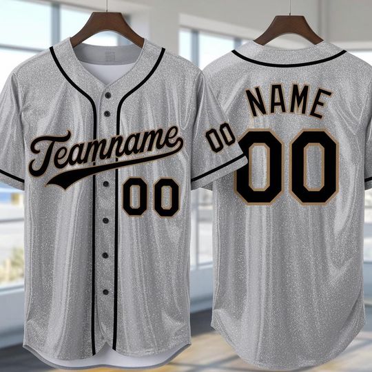 Personalized Printed Glitter Baseball Jersey, Glitter Jersey, Cheerleading Jersey
