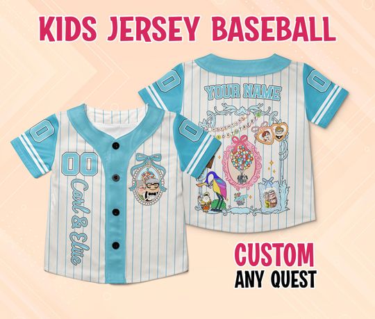 Custom Coquette Bow Disney And Carl Ellie Baseball Jersey, Carl And Ellie Jersey, Up Movie Shirt, Disney Jersey, Disney Honeymoon Jersey