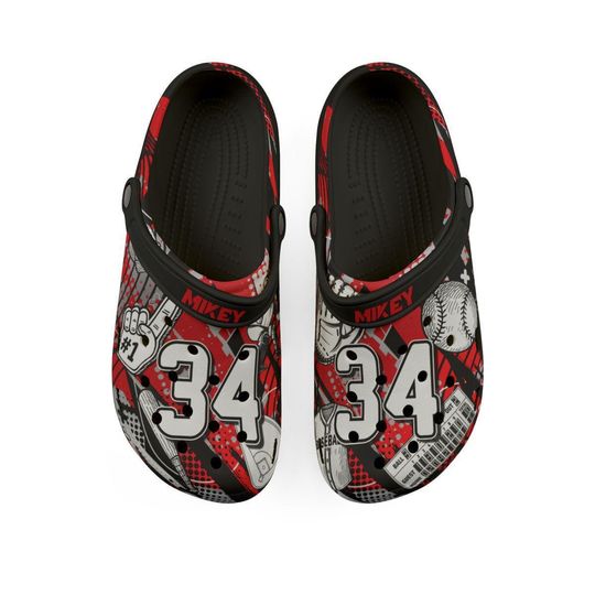 Personalized Custom Child and Adult Baseball Velocity Clogs Shoes Great Gift Fully Customizable