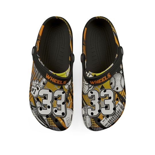Personalized Custom Child and Adult Baseball Velocity Clogs Shoes Great Gift Fully Customizable