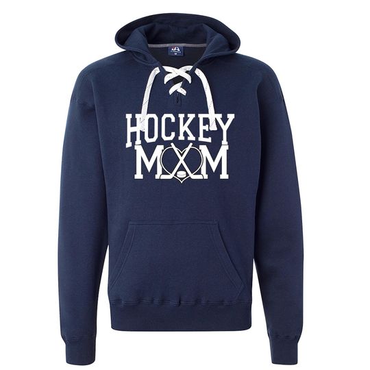 Hockey Mom Unisex Hoodie Jersey by J. America, Thick & Warm Sport Lace Hooded Sweatshirt
