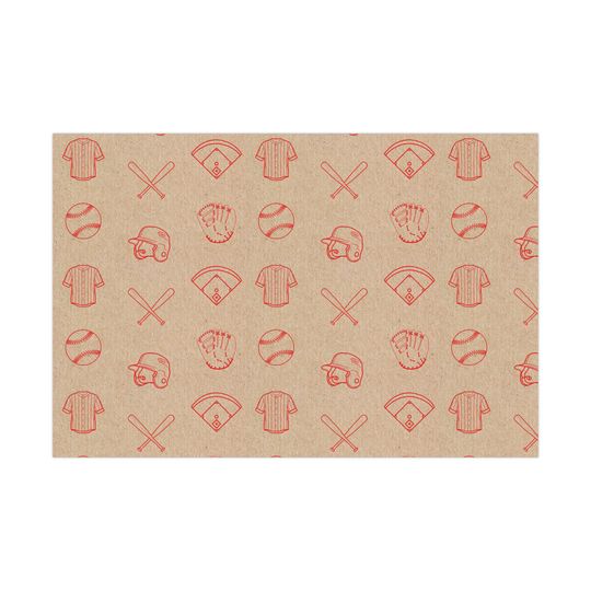 Baseball Wrapping Paper, Gift Wrap in Brown & Red