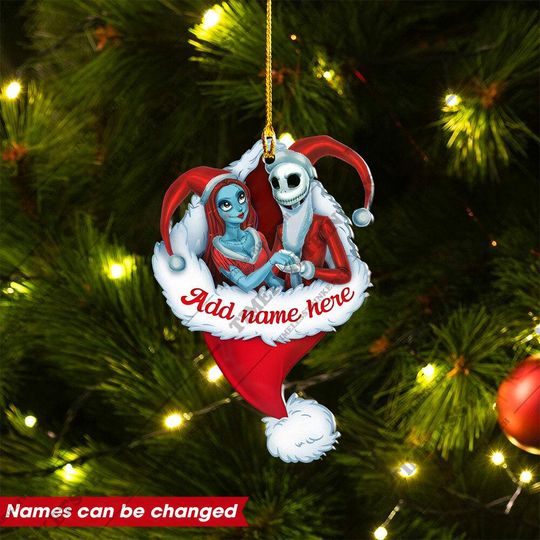 Personalized Donald And Daisy Duck Santa Hat Ornament, Custom Couple Name Christmas Decoration, Christmas Gifts For Kid.