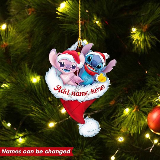 Personalized Donald And Daisy Duck Santa Hat Ornament, Custom Couple Name Christmas Decoration, Christmas Gifts For Kid.