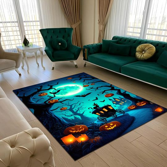 Halloween Black Cat Rug - Spooky Gothic Home Decor