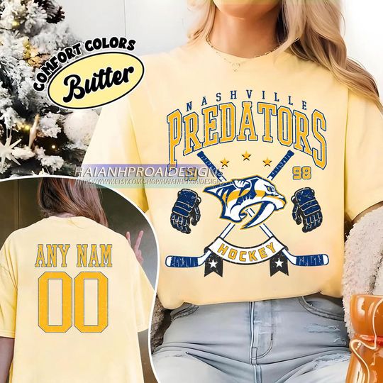 Personalized Comfort Colors Nashville Predators T-Shirt | Custom Number | Retro Team Shirt