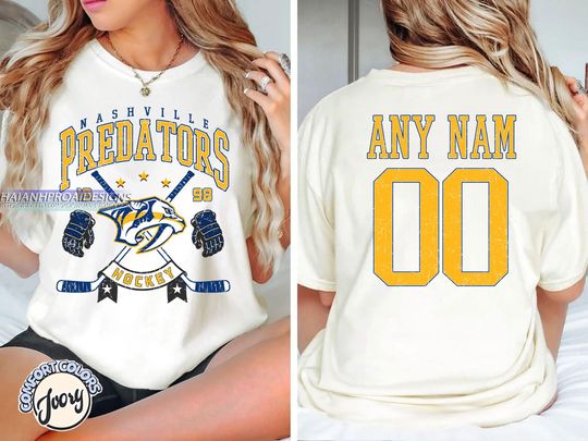 Personalized Comfort Colors Nashville Predators T-Shirt | Custom Number | Retro Team Shirt