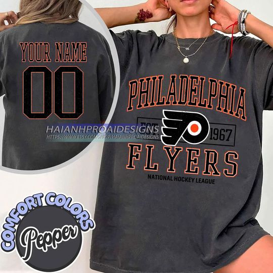 Philadelphia Flyers T-Shirt | Custom Name and Number Tee | Vintage Hockey Fan Gift | Personalized Game Day Shirt