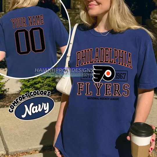 Philadelphia Flyers T-Shirt | Custom Name and Number Tee | Vintage Hockey Fan Gift | Personalized Game Day Shirt