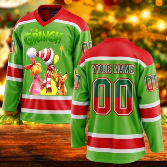 Personalized Christmas Funny Character Hockey Jersey for Men