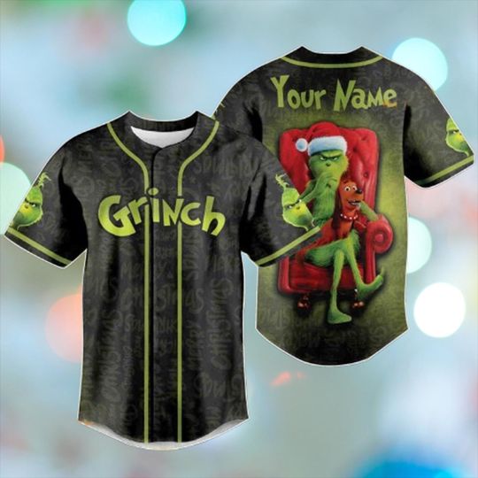 Custom Merry Grin Christmas Baseball Jersey with Funny Character Design
