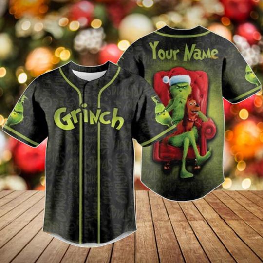 Custom Merry Grin Christmas Baseball Jersey with Funny Character Design