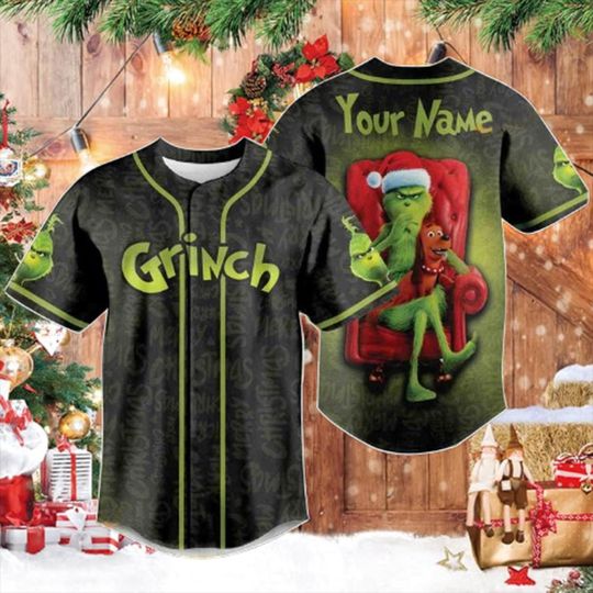 Custom Merry Grin Christmas Baseball Jersey with Funny Character Design