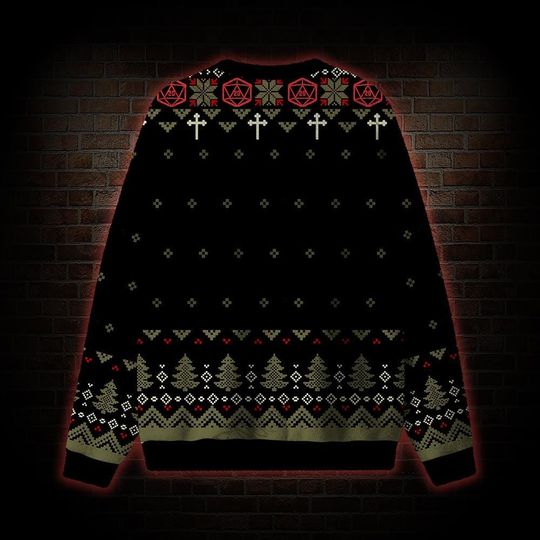 Jesus Saves Everyone Else Roll for Damage Ugly Christmas Sweatshirts, Sweater Dungeons & Dragons Inspired, Humorous Ugly Sweater Style