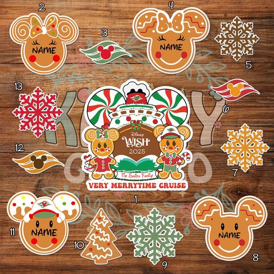 Personalized Mickey and Friends Disney Gingerbread Cruise Magnet, Disney Christmas Very Merrytime Cruise 2025 Magnet for Stateroom Door