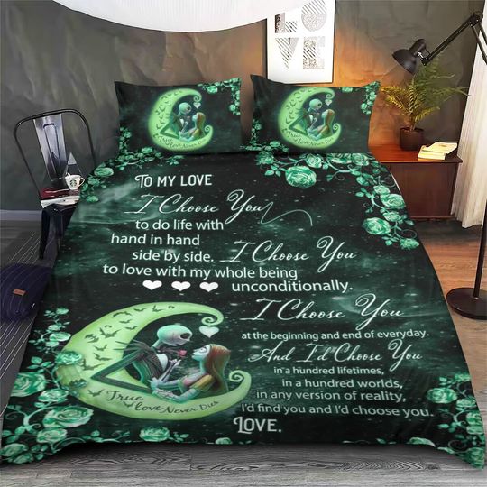 Jack Skellington And Sally couple I Choose You Bedding Set