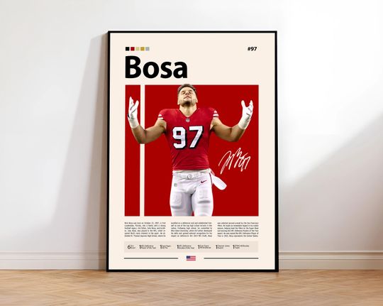 Nick Bosa Poster, San Francisco Print, football Poster, Sports Poster, football Fans, Football Poster, football Wall Art, Sports Bedroom Posters