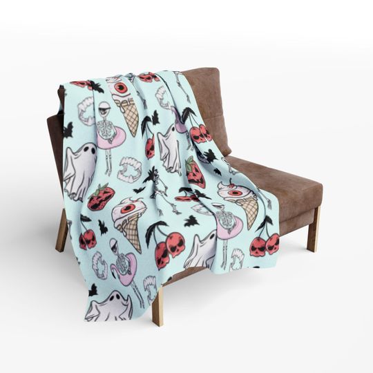 Pastel Ghost Summerween Blanket, Soft Fleece Blanket  Halloween Beachy