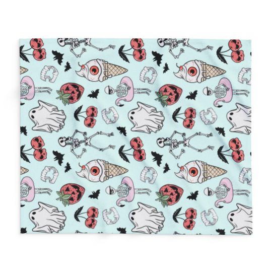 Pastel Ghost Summerween Blanket, Soft Fleece Blanket  Halloween Beachy