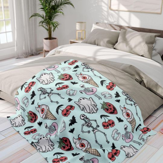 Pastel Ghost Summerween Blanket, Soft Fleece Blanket  Halloween Beachy