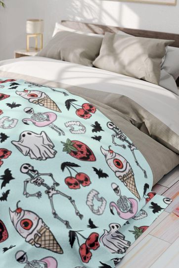 Pastel Ghost Summerween Blanket, Soft Fleece Blanket  Halloween Beachy