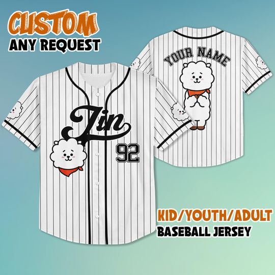 Personalized Jin RJ BT21 Baseball Jersey, Jin Run SeokJin Ep Tour Baseball Jersey, Jin World Tour 2025 Shirt, Kpop Merch
