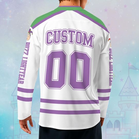 Personalized Buzz Lightyear Mardi Gras Hockey Jersey, Disney Toy Story Buzz Lightyear Jersey, Disney Baseball Team Outfit