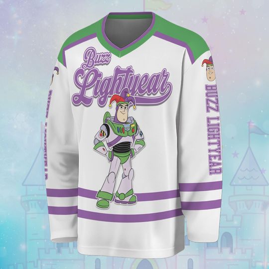 Personalized Buzz Lightyear Mardi Gras Hockey Jersey, Disney Toy Story Buzz Lightyear Jersey, Disney Baseball Team Outfit