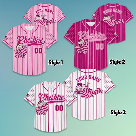 Personalized Cheshire Cat Collection Baseball Jersey, Custom Disney Cheshire Cat Jersey Shirt, Disney Birthday Gift