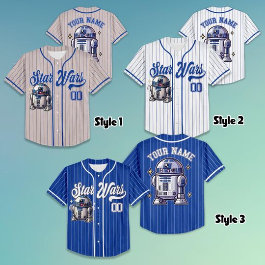 Personalized Star Wars Astromech Droid R2-D2 Baseball Jersey, Star Wars R2-D2 Baseball Jersey, Star Wars Jersey Shirt