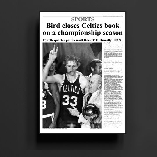 1981 Boston Celtics NBA Champion Framed Front Page Newspaper Print