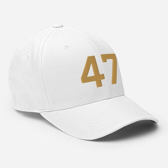 Charlie Kirk 47 Hat  Gold Embroidered White Cap