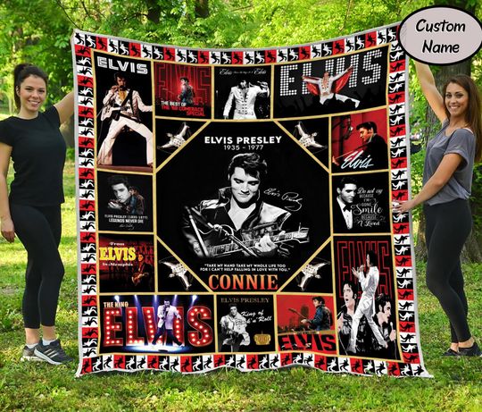 Custom Name Elvis Presley Quilt Blanket, Elvis Presley Vintage Blanket, Personalized Blanket, Gifts For Fans, Birthday Gift